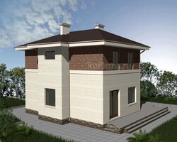Проект компактного двухэтажного дома с гаражом Rg3332-1