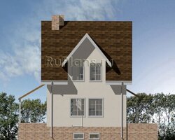 Проект одноэтажного дома с мансардой, гаражом и цоколем для узкого участка Rg3425-7