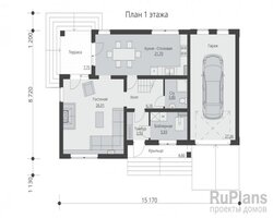 Проект двухэтажного жилого дома с гаражом и террасами Rg5184-8