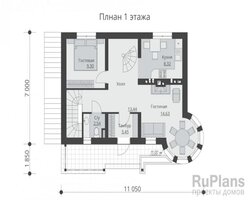 Проект двухэтажного дома с цокольным этажом Rg3927-9