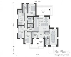 Проект одноэтажного жилого дома с гаражом и террасами Rg5265-8