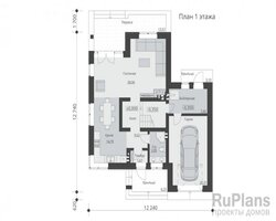 Проект двухэтажного жилого дома с гаражом и террасой Rg5158-8