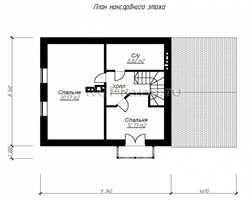 Проект компактного одноэтажного коттеджа с мансардой и гаражом Rg3430-9