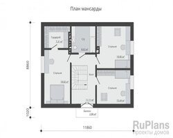 Одноэтажный дом с мансардой, гаражом, террасой и балконом Rg5115-9